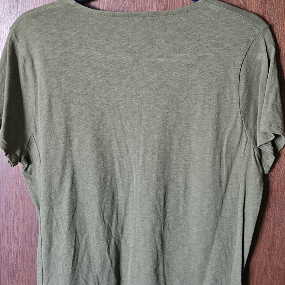 J. Crew Olive Wrap Short Sleeve V-Neck Top - Picture 2 of 4
